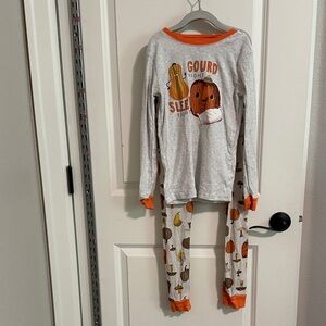 Carter's Gray and Orange Pumpkin Pajama Set